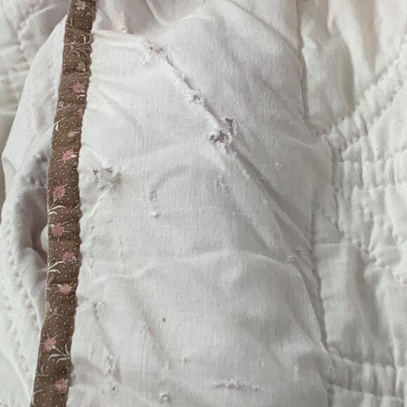 Vintage Star Pink Brown Cutter Quilt Hand Quilted 188"x172" Cotton Imperfect - Picture 2 of 7